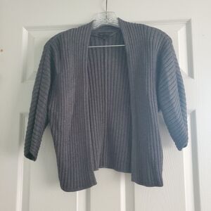 Worthington Womens Charcoal 3/4 Sleeve Open Front Cardigan Sweater Size Medium